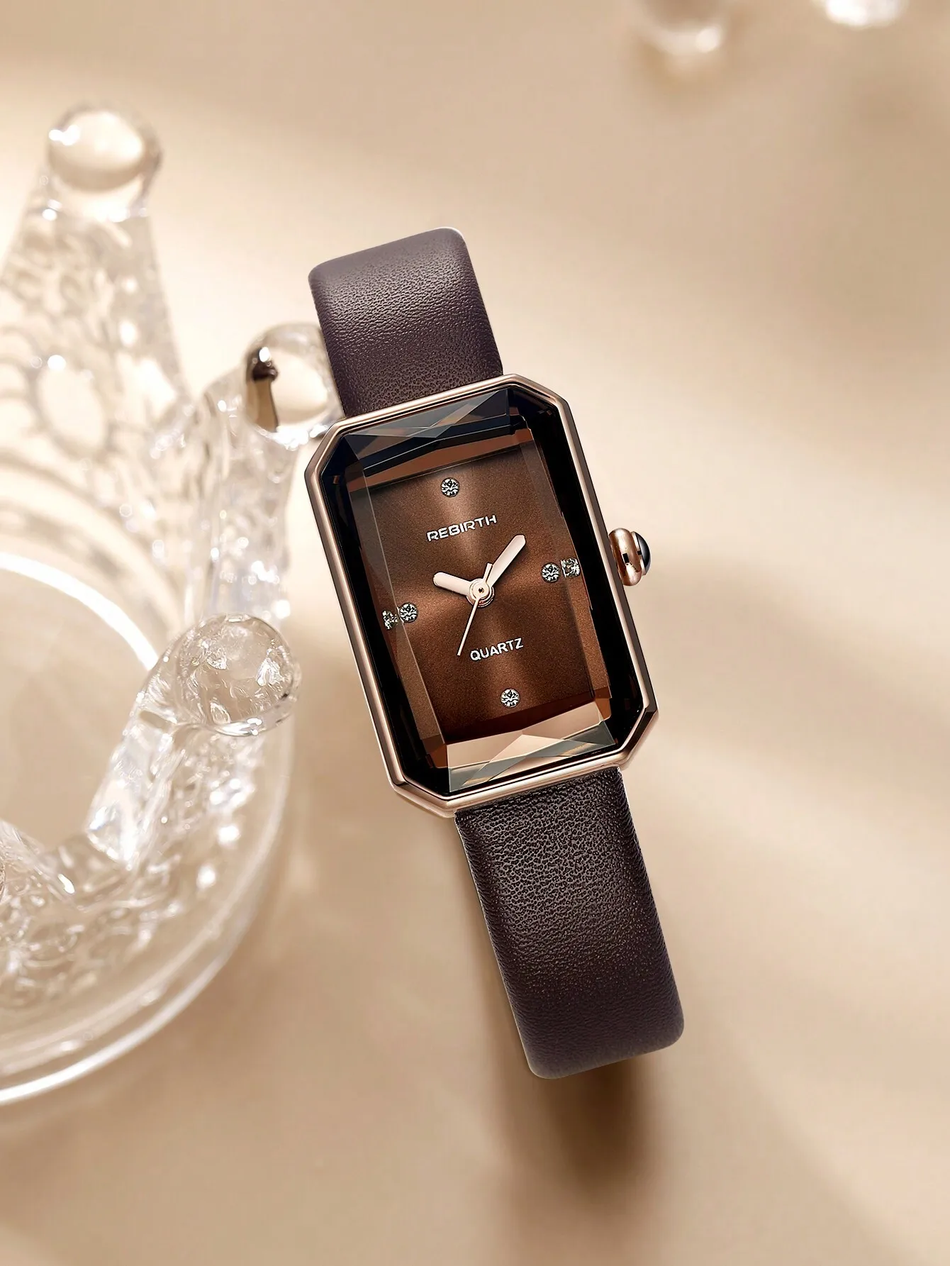 Rebirth Brand 1pc Women's Minimalist Square Dial Vintage Fashion Casual Quartz Wrist Watch Suitable For Daily Decoration Wear And Gift.sj25051689766391177