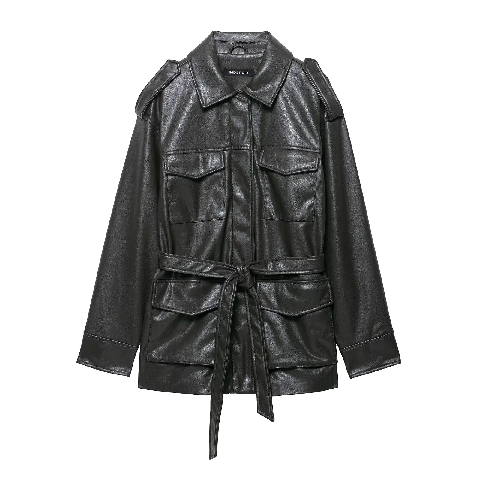 

Fall 2025 New Arrivals Women's Casual-Style Fashion Leather-Textured Jacket Leather Jacket