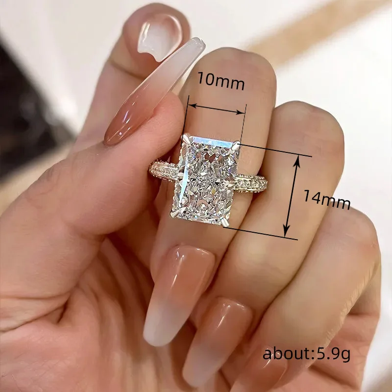 Huitan Crystal Square Cubic Zirconia Women Rings Luxury Silver Color High Quality Wedding Band Accessories Engagement Jewelry