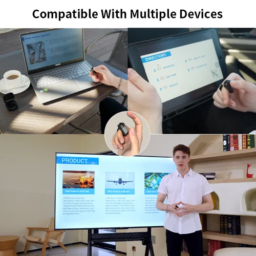 Imagen 2 del producto Anillo de ratón recargable Mini peso ligero Bluetooth 2,4G modo Dual amplio Compatible Control remoto escaneo de Selfie discurso de vídeo corto