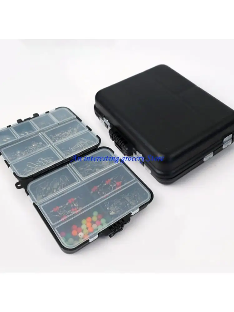 

652D Fishing Swivels Snaps Set Fishing Accessories Include Beads and Storage Box 3 Way Crossline Barrels Rolling Barrels Swivels