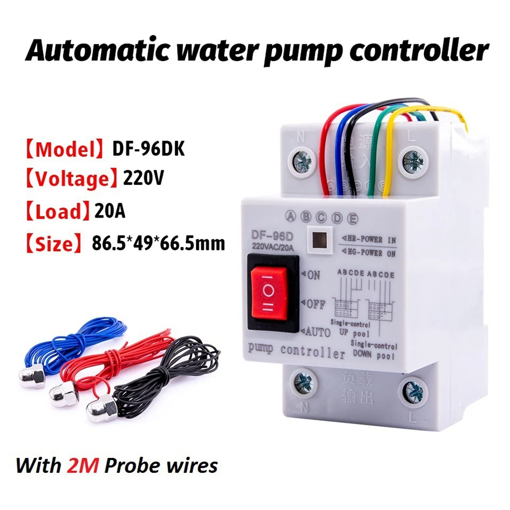 DF-96DK Automatic Water Level Controller Switch 20A 220V Water Tank Liquid Level Detection Sensor Controller 2M Wires