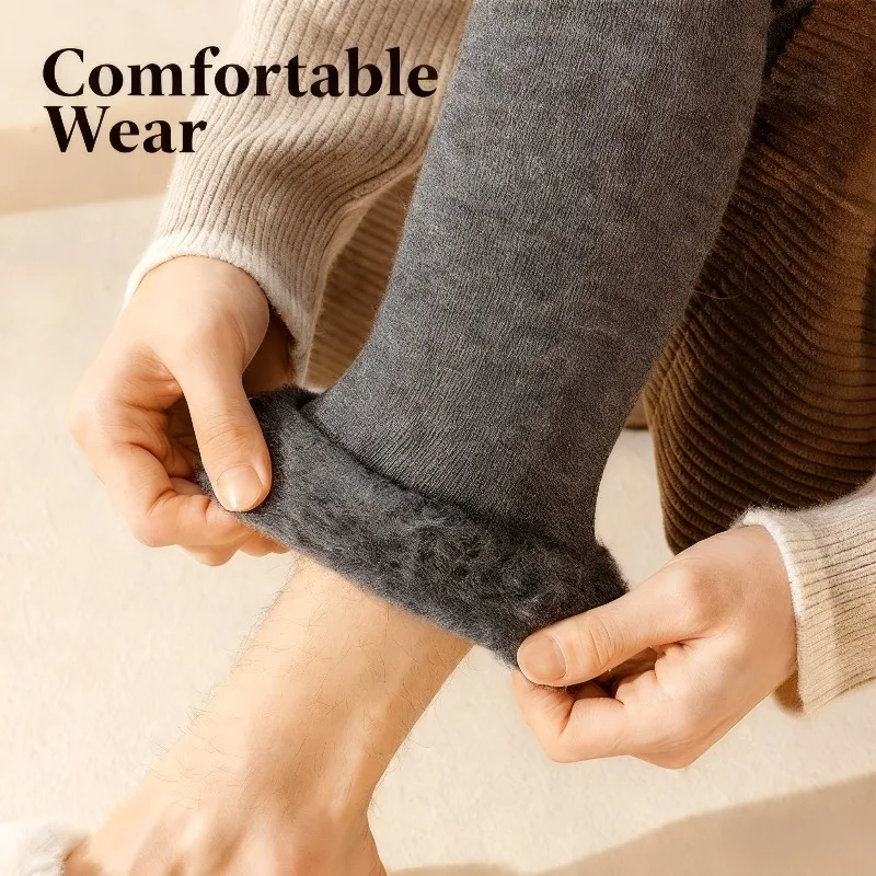 Ultra Warm Men's Cashmere Leg Warmers Thermal Knee High Socks for Extreme Cold, Windproof Arctic Winter Thickened Leg Warmers