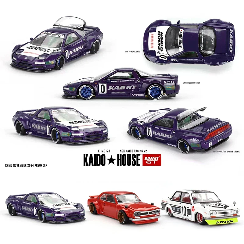 ** Pré-venda ** MINIGT KHMG 173 1:64 NSX Racing V2 Capô que pode ser aberto Modelo de carro fundido Kaido House