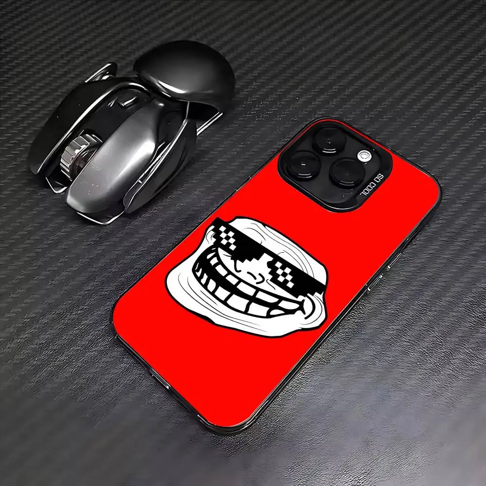 Emoticons T-Trollface Phone Case For iPhone 17, 16,15,14,13,12,11 Plus,Pro Max, Colorful Silver Funda Cover