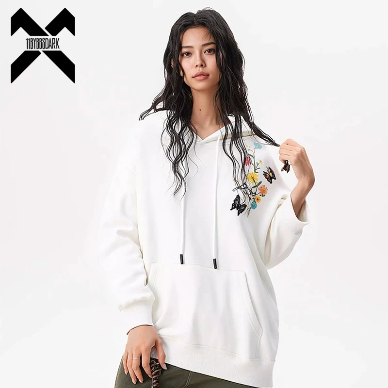 

Men's Butterfly Floral Embroidered Hoodie Pullover Unisex Sweatshirt 2025 Autumn Casual Hip Hop Streetwear Hooded Top