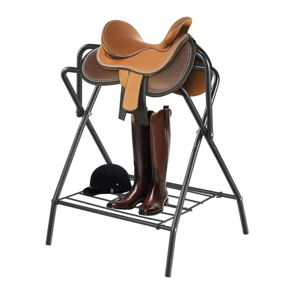 

Foldable Portable Freestanding Horse Saddle Rack 132 LBS Heavy Duty Saddle Stand for Equine Storage and Organization