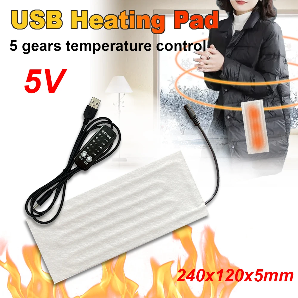 USB Heating Pad 5V Heating Mat Safe Electric Heating Film For Cervical Vertebra Warming Clothes Vest Coat Jacket Shoes Heater