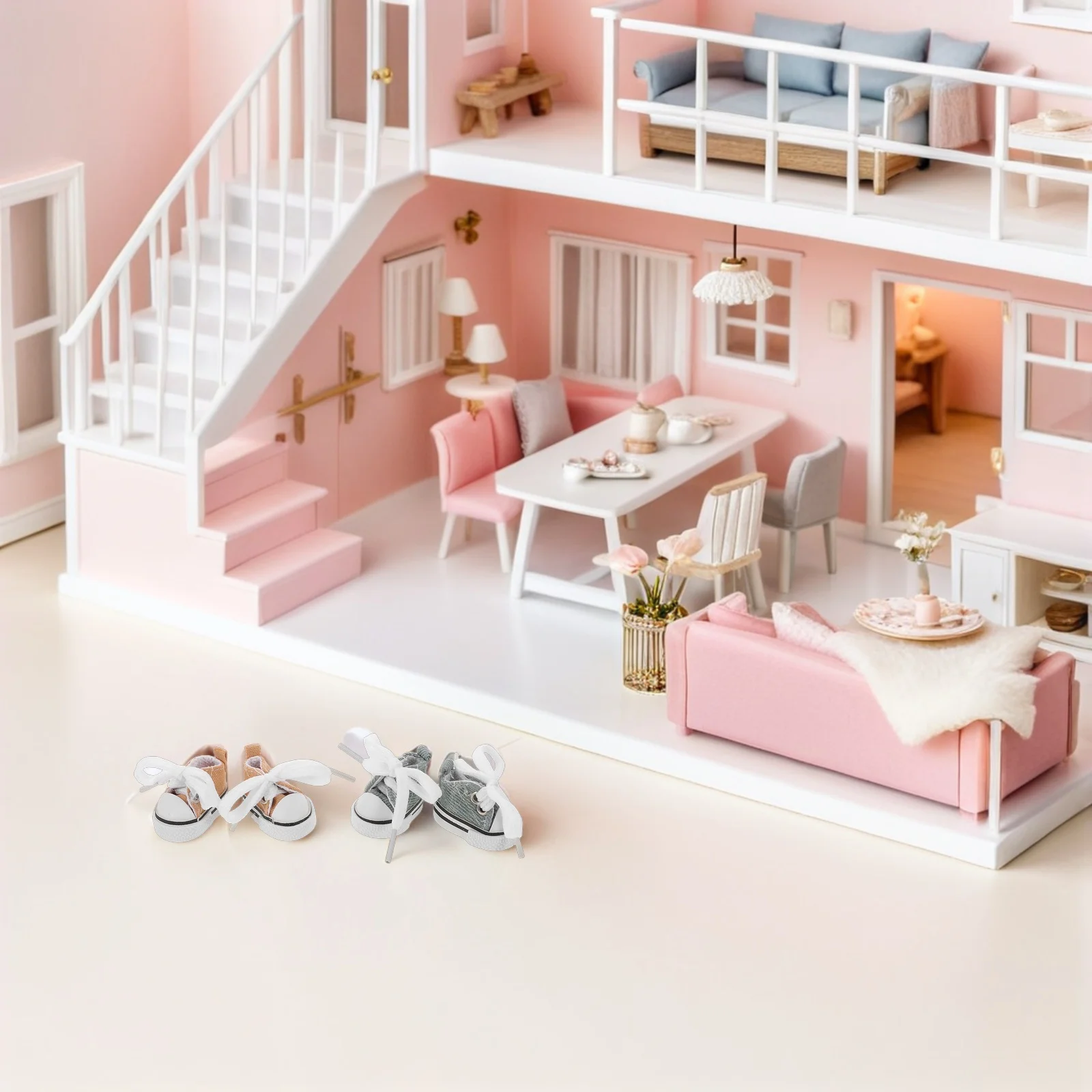 2 أزواج 17 سنتيمتر أحذية رياضية من قماش القنب أحذية صغيرة فستان اكسسوارات خزانة ديكور الحفلات حذاء قماش حذاء مصغر