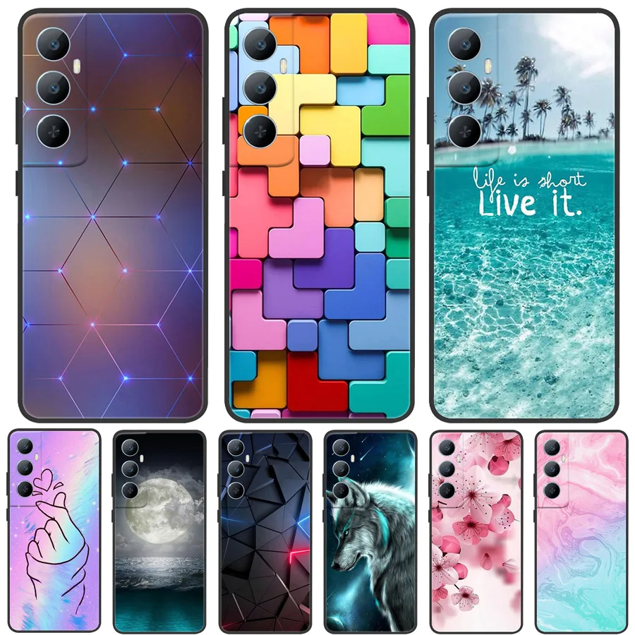 Cool Silicone capa protetora para Realme, Cool Flowers Bumper Protector, C65 4G, 2024, Fundas Coque