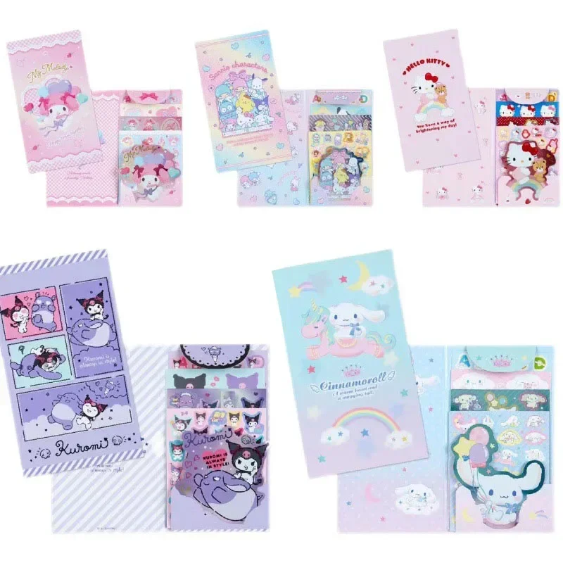 MINISO Anime Sanrio My Melody Hello Kittys Cinnamoroll Kuromi Reward Sticker Booklet Hand Account Lovely Character Birthday Gift