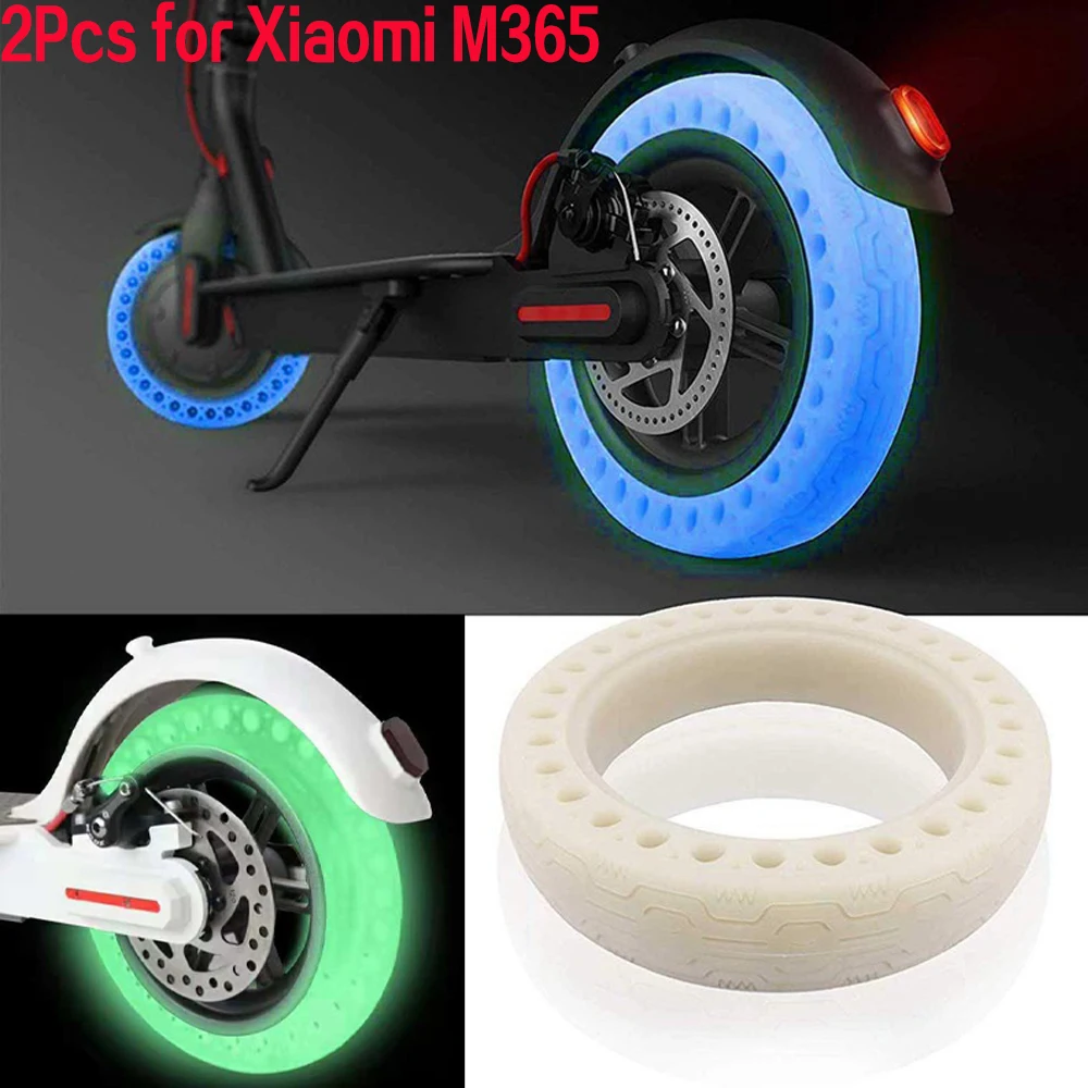 

2Pcs Front Rear Wheel Universal Fluorescent tires Set 8.5 inch Honeycomb Luminous Solid Tire for Xiaomi M365 Electric Scooter