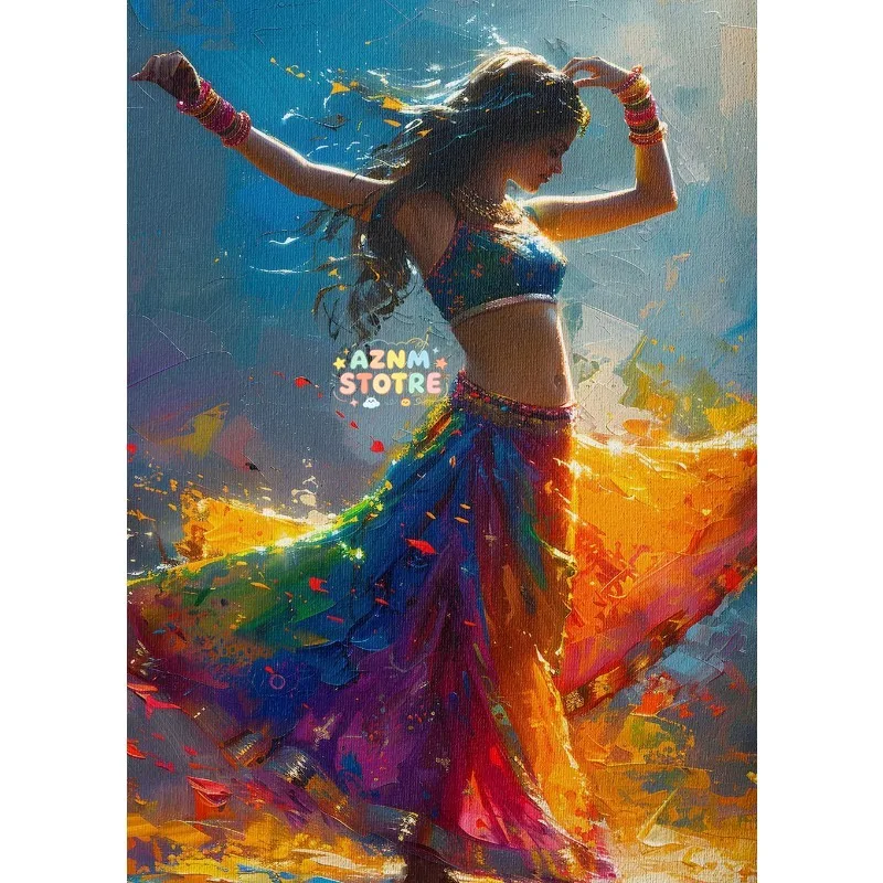 Abstract Graffiti Indian Woman Dancing Rain Dance Desi Style Beauty Girl Poster Canvas Painting Wall Art Pictures Home Decor