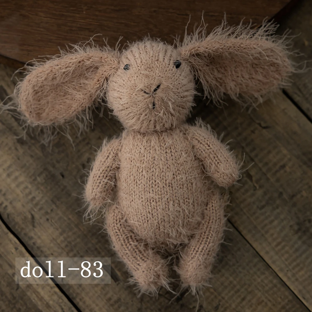 Hand-Knitted Bunny Toys Newborn Photography Props Fluffy Stuffed Rabbit Dolls for Newborn Props Baby Photography Accessories