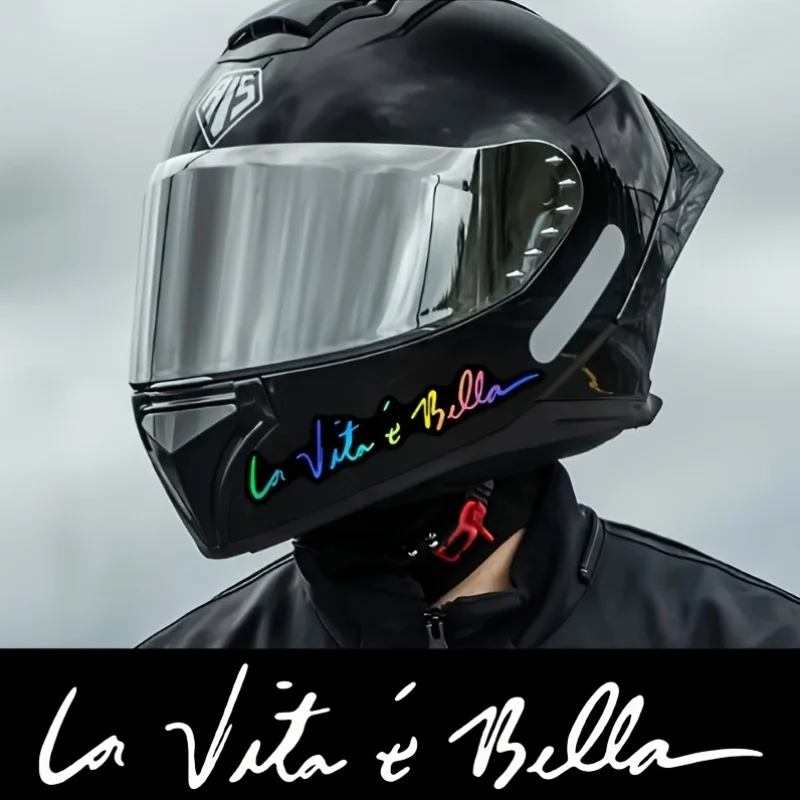 

1PC Italian Phrase Waterproof Sticker Black Script Vinyl Decal for Motorcycle Car Helmet Bike Decor