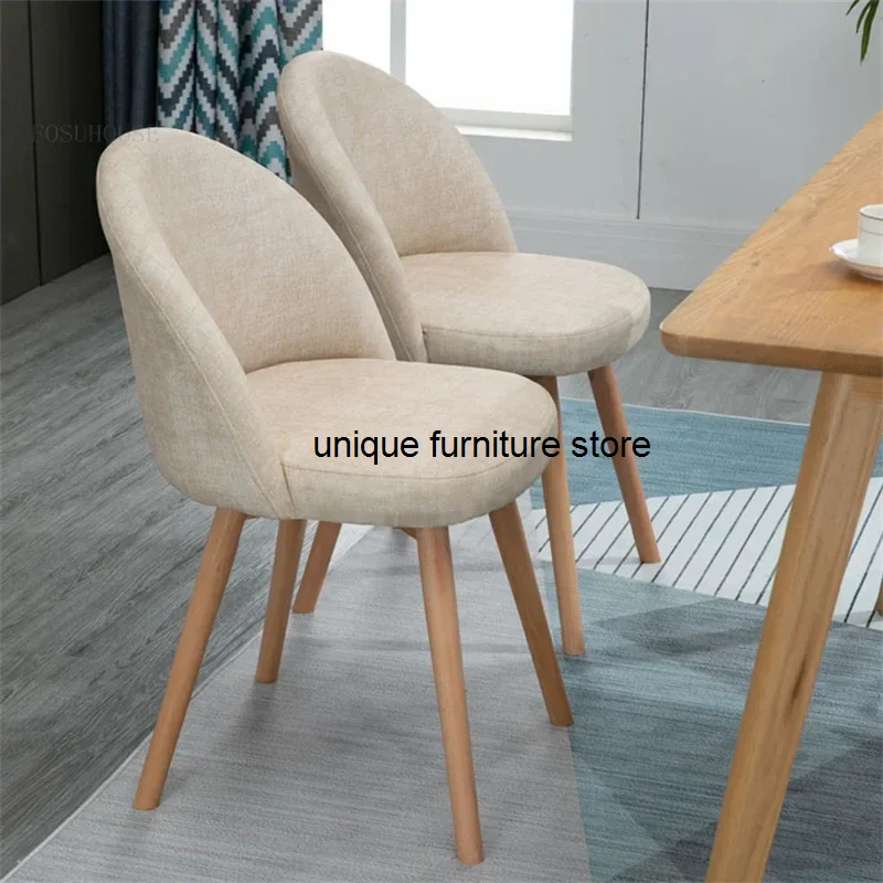 

Nordic Fabric Kitchen Dining Chairs Modern Minimalist Household Dining Chair Leisure Backrest Chairs Light Luxury Makeup Chairs