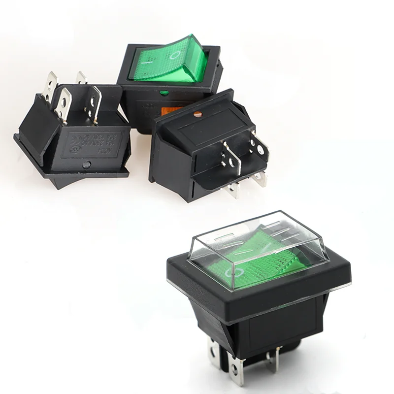 

1Pcs KCD4 2-Position 4 Pin 6 Pin Boat Shaped Switch With Lights 16A 250VAC 20A 125VAC Button/Latching Rocker/Power Switch