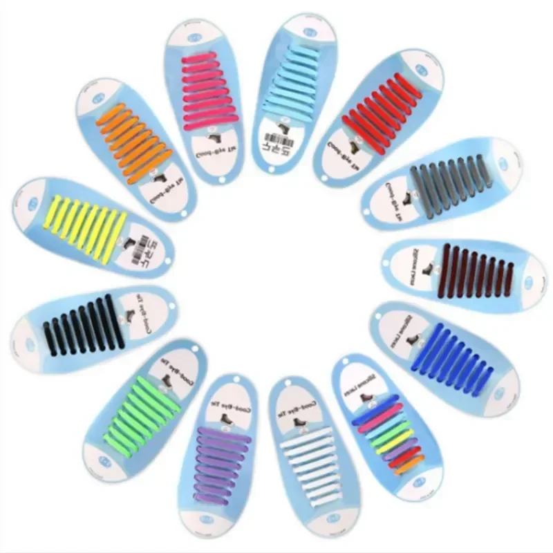 16 Stück Elastische Silikon-Schnürsenkel ohne Binden, Unisex Dehnbare Schuhbänder für Alle Sneaker, Modische Gummiband-Schnürsenkel – Detail 10
