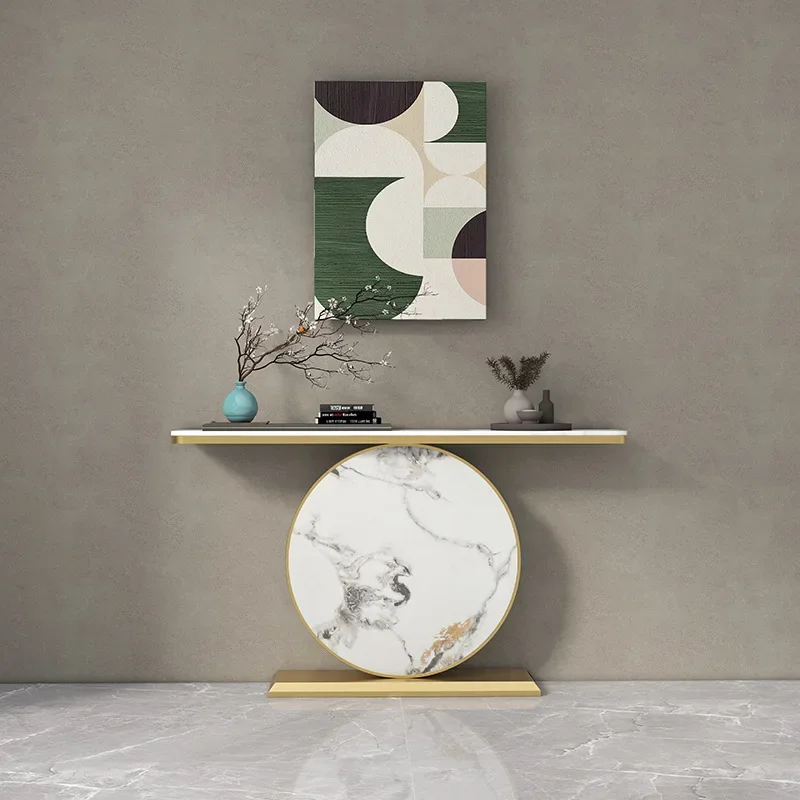 New Chinese-style entrance table, semi-round entry ultra-narrow entrance cabinet