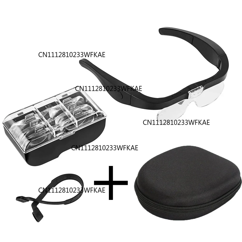 USB rechargeable reading magnifying glass 1.5/2 5/3.5/5.0 times, with LED light, watchmaker repair wear
