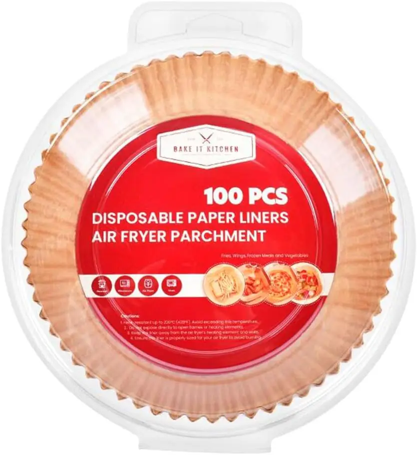 

100 Pack Disposable Round Air Fryer Liners Non Stick Unbleached Oil Proof Parchment for Microwave Steaming Family Gatherings