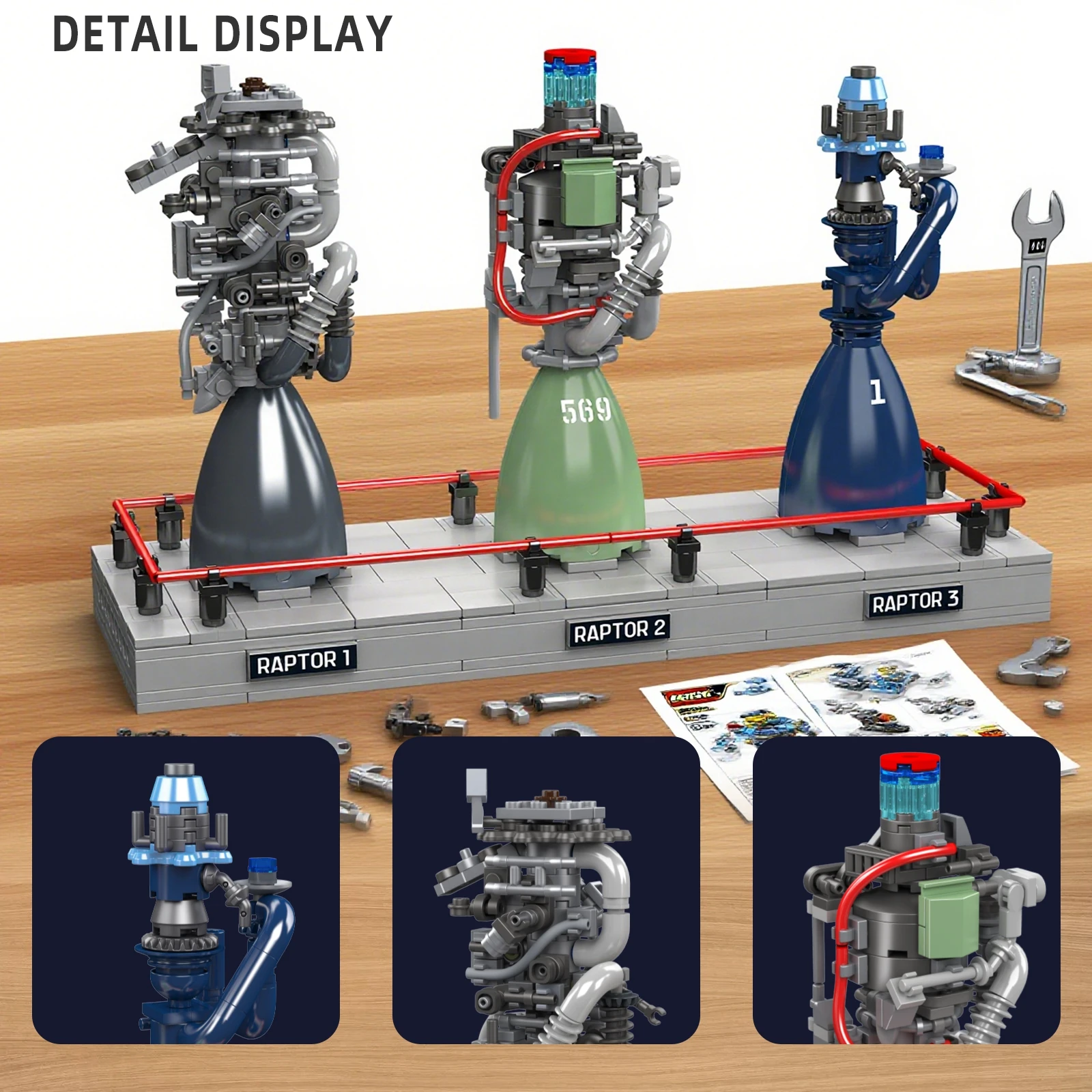 

Mould King 10247 Raptor Rocket Engine Building Blocks 496PCS STEM Educational Model with Power Drive for Kids Creative Gift