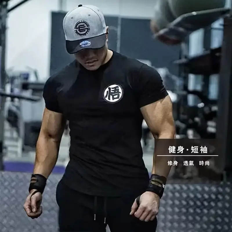 Gym Short Sleeve Fashion Japanese Anime Tops Tee Shirts Hip-Hop Unisex 100%Cotton T-Shirts 2024 New Men's Clothing S-5XL