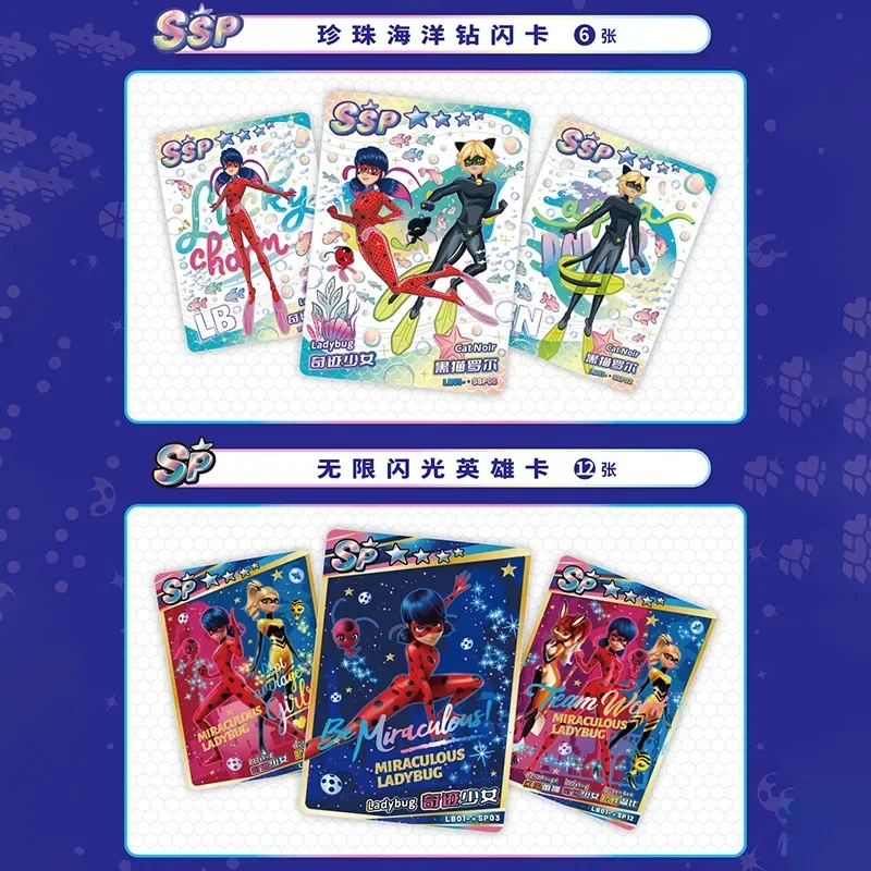 New Genuine Miraculous Girl Ladybug Reddy Black Cat Roll Anime Hero Card Badge SSP Kids Game Toy Xmas Halloween Birthday Gift