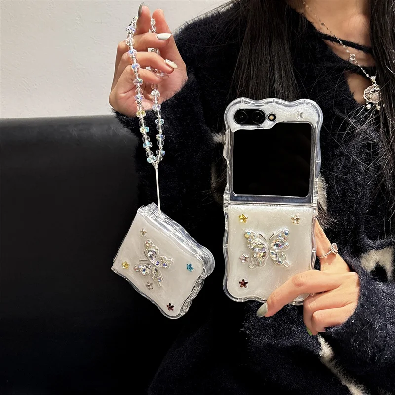 

Luxury Gem Flash Diamond Butterfly Phone case for Samsung Samsung Galaxy Z Flip5 ZFlip6 Flip4 Zflip 6 5 Flip4 with hinged cover