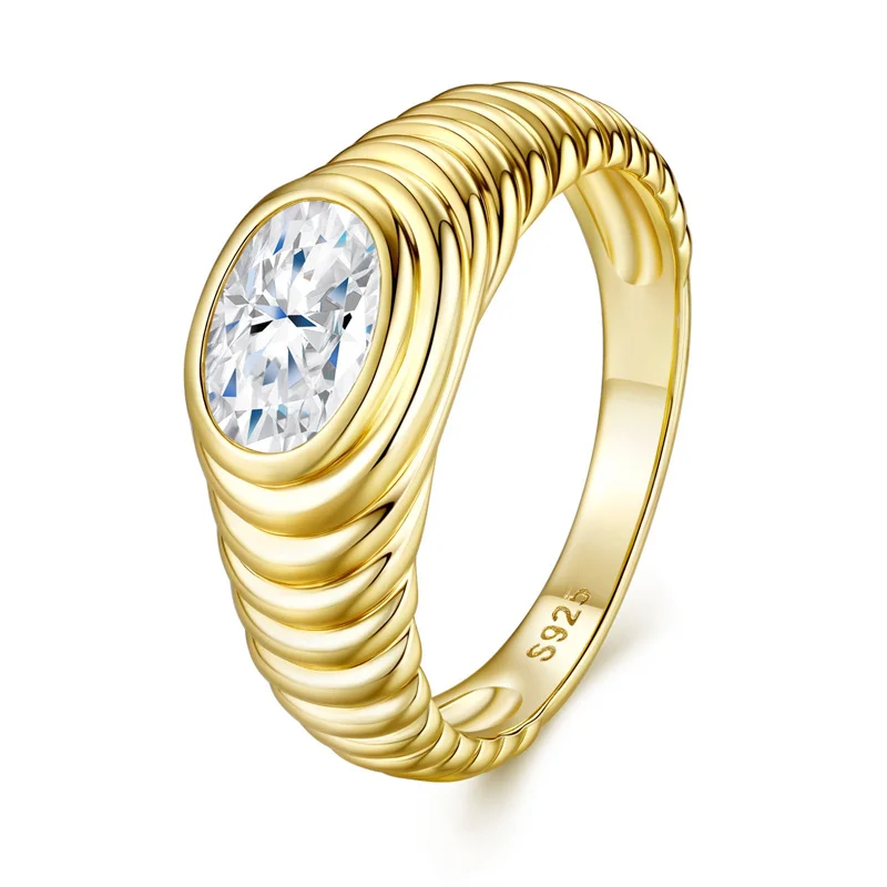 R16053-Y Lefei Fashion Luxury Trendy Classic Fine Moissanite Design Thread Warming Ring For Women s925 Silver Jewelry Party Gift