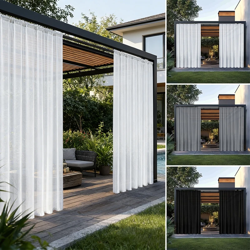 Cortina Transparente Nórdica para Exteriores, Toldo para Ventana de Gazebo, Pérgola, Patio, Cortina Impermeable, Cortinas Transparentes para Decoración del Hogar