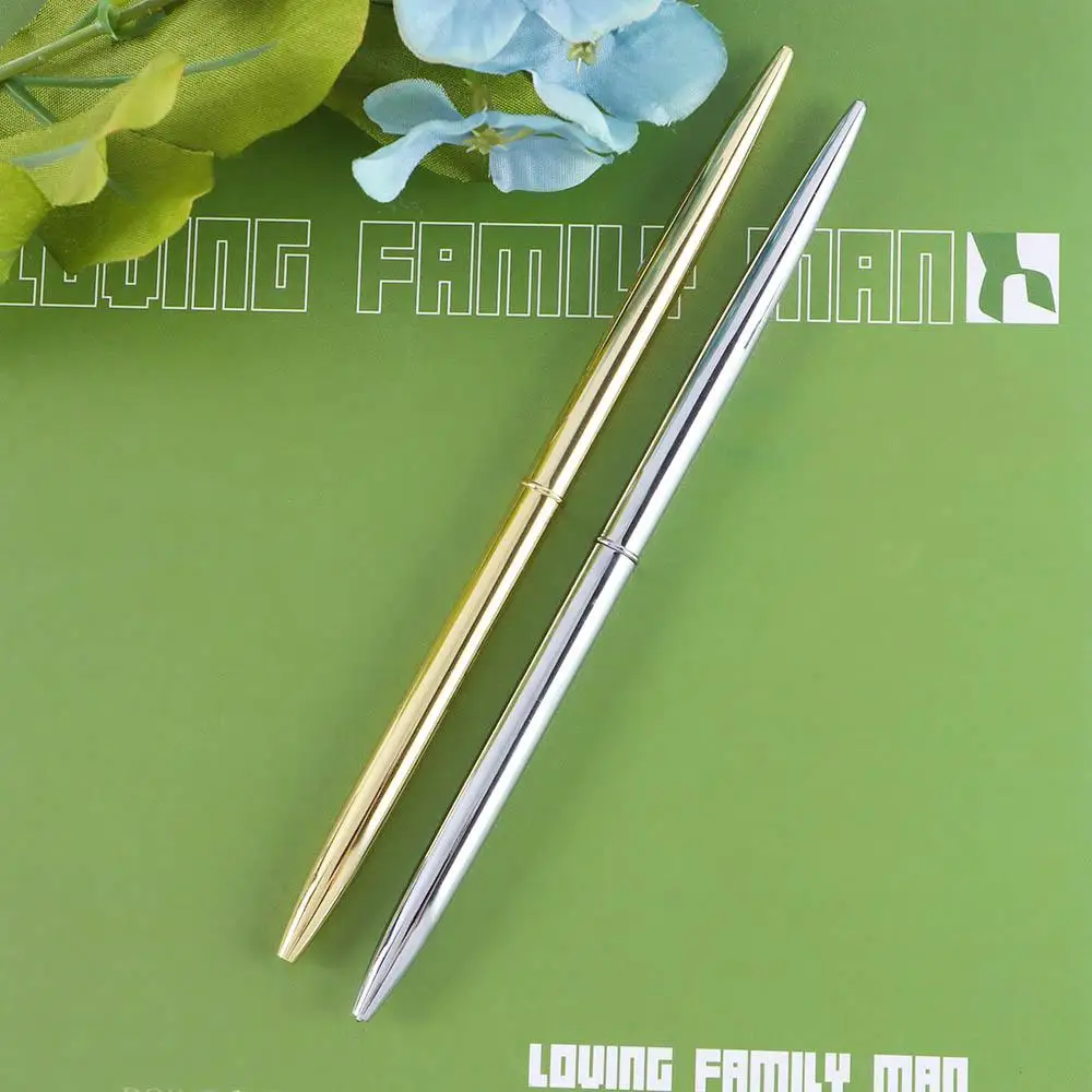 Office Supplies Commercial Stainless Still Slender Rod Rotating Ballpoint Pen Metal Ball Pen