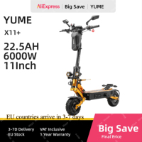 EU Certified YUME X11+ Electric Scooter 6000W Dual Motors 60V 27Ah Battery 11 Inch Tires 150KG Load 95 KMH Top Speed Max Mileage