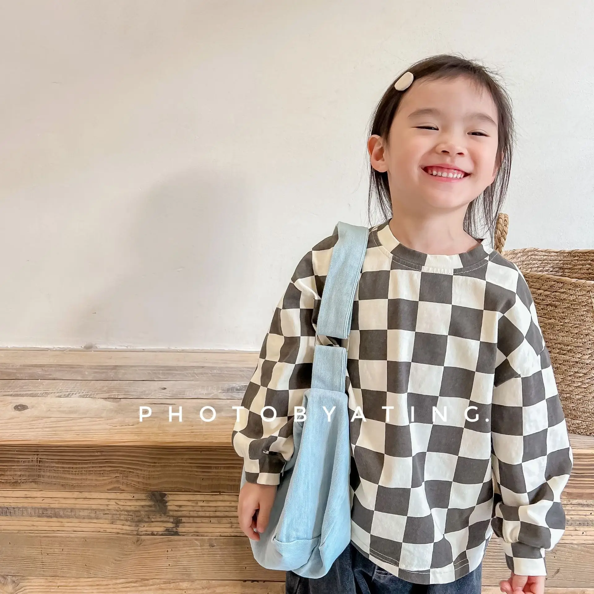 2024 autumn children's clothing new children's Korean linen cotton T-shirt sweater, boys and girls long-sleeved bottoming shirt