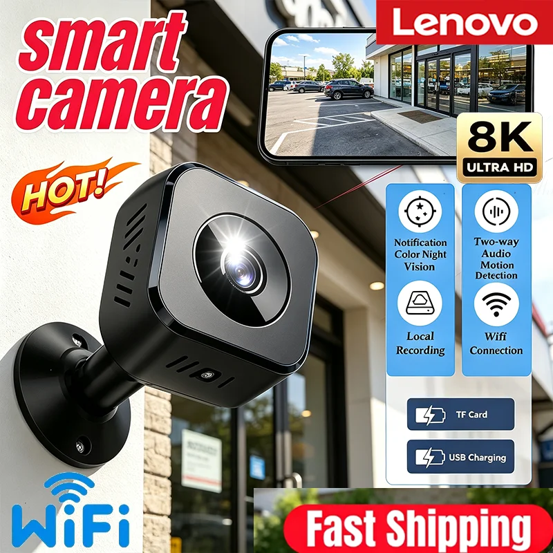 Lenovo Sicherheits-Minikamera 8K HD Vollüberwachung WiFi Zwei-Wege-Audio Infrarot-Nachtsicht Bewegungserkennung Heim- und Haustierüberwachung – Detail 1