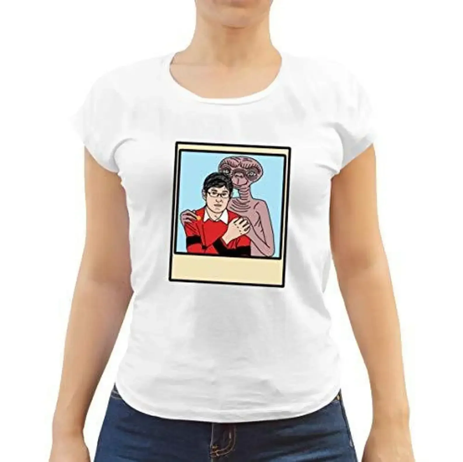 Harajuku Top Vrouwen T-shirt Casual Dames Basic O-kraag Korte Mouwen Vrouwen ET Thema Print T-shirt Meisje, drop Ship