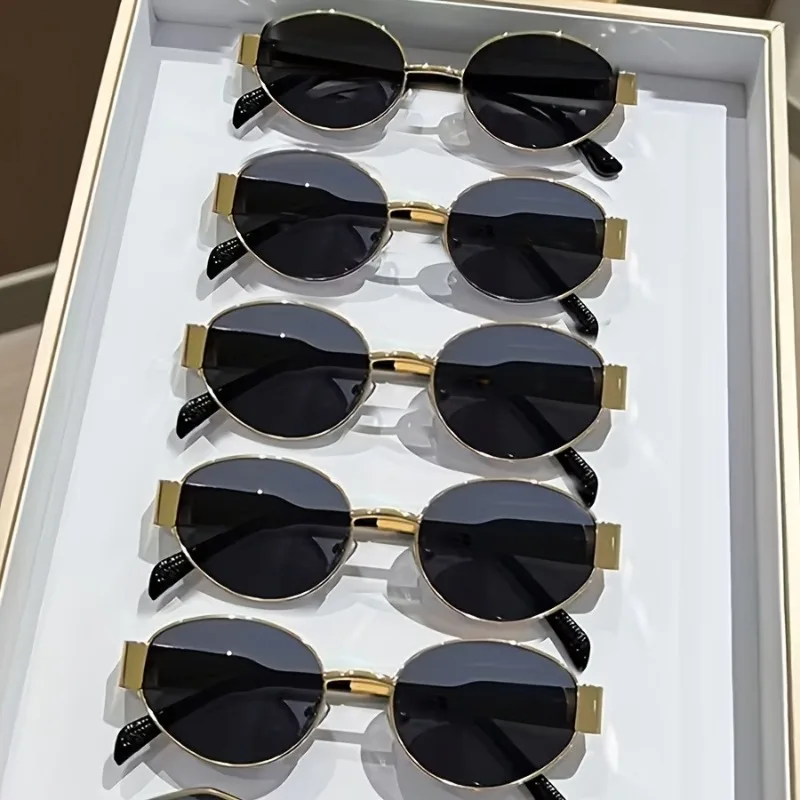 

5pcs Fashion Oval Frame Trendy Fashion Glasses for Both Men and Women, Suitable for Parties and Street Photography
