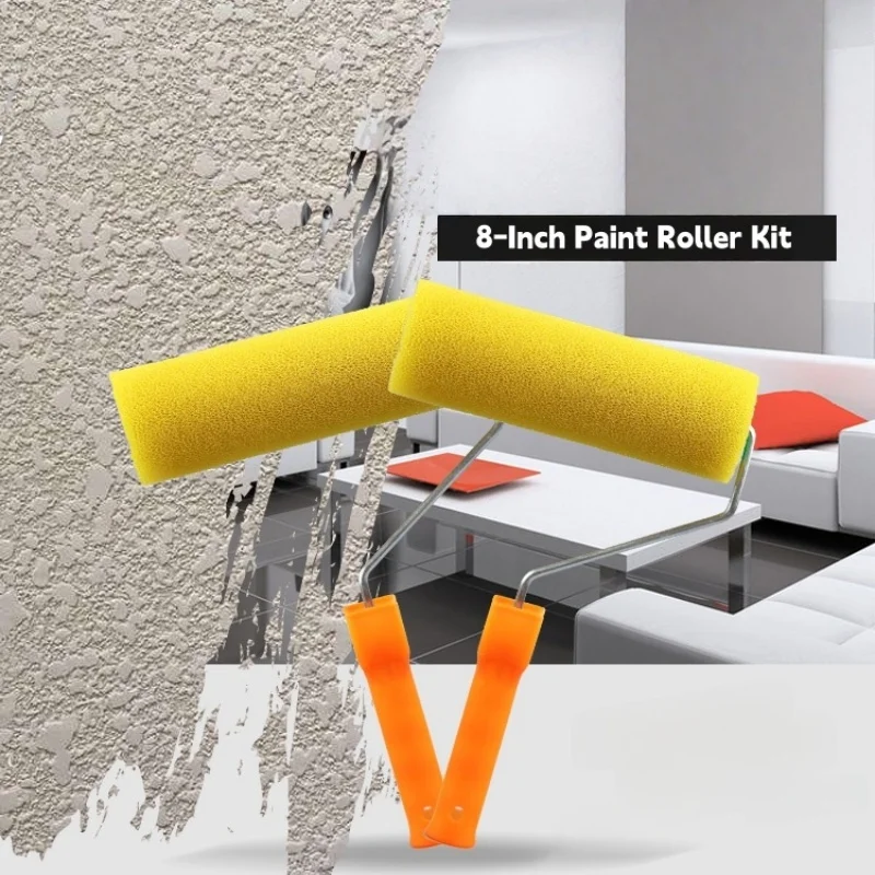 

1pcs Paint Roller Covers Handle with Roller Brushes 8-Inch Proffesional Paint Rollers Reusable Paint Roller Handle for Walls