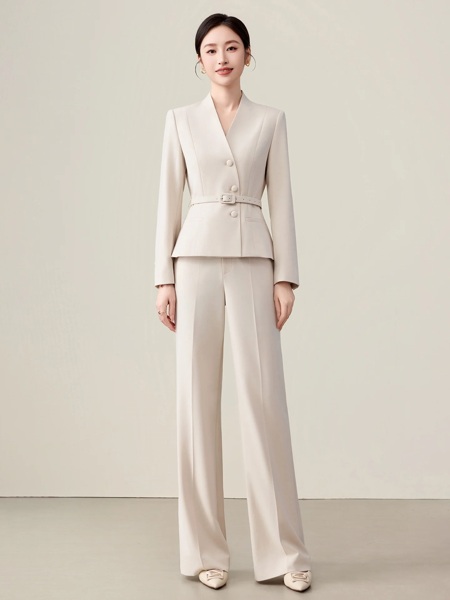 

Zong Commute Ready-to-wear Suit Set Women's High Waist Flared Pants Two-piece Set Ele Profional Faionable Workwear