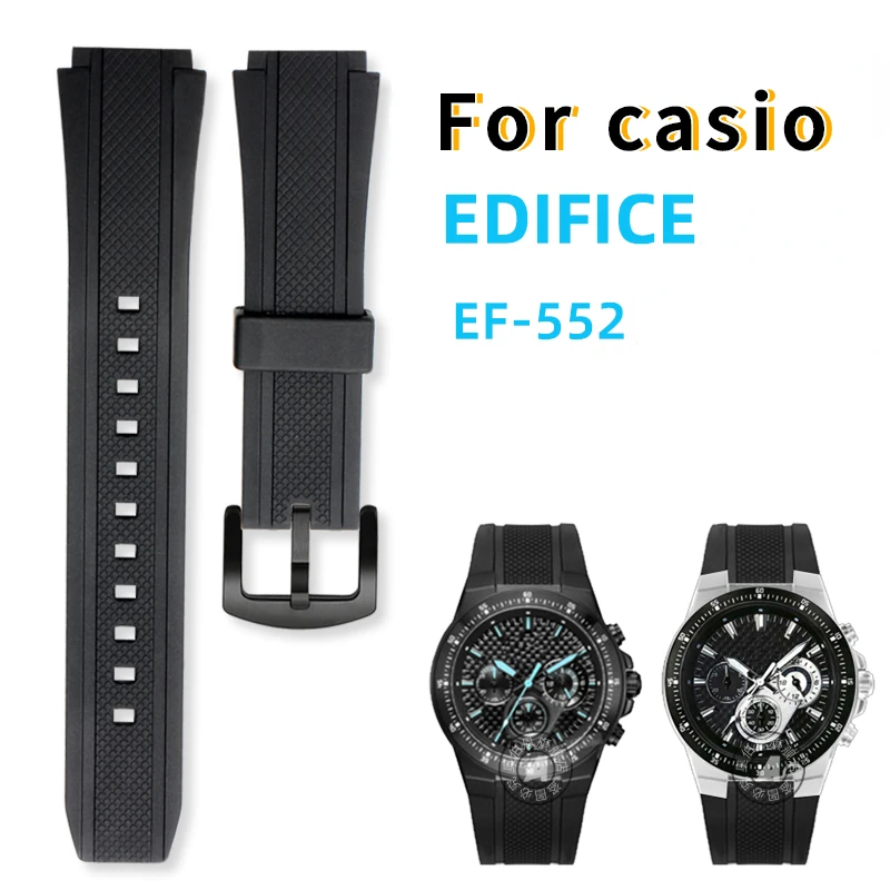 Black Men's Resin watchband For CASIO Edifice 5119 EF-552 EF-552D 25*20mm Convex mouth Waterproof Rubber Strap Silicone Bracelet