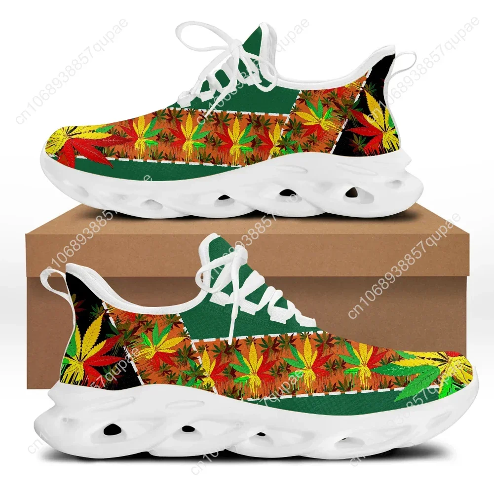 Jamacia Flag Print Weed Leaves Flats Sneakers Shoes Mens Womens Sports Shoes Fashion High Quality DIY Sneaker Custom Made Shoe 2