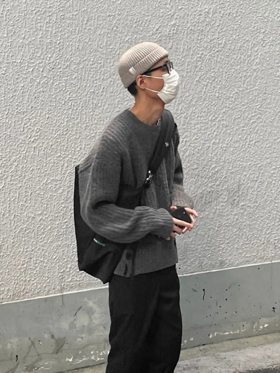 American Sle Vintage Decosition Hollow out ey Maglione Jaet Lazy Knitted irt Uomo Casual Inverno rotondo Ne Long Sl...