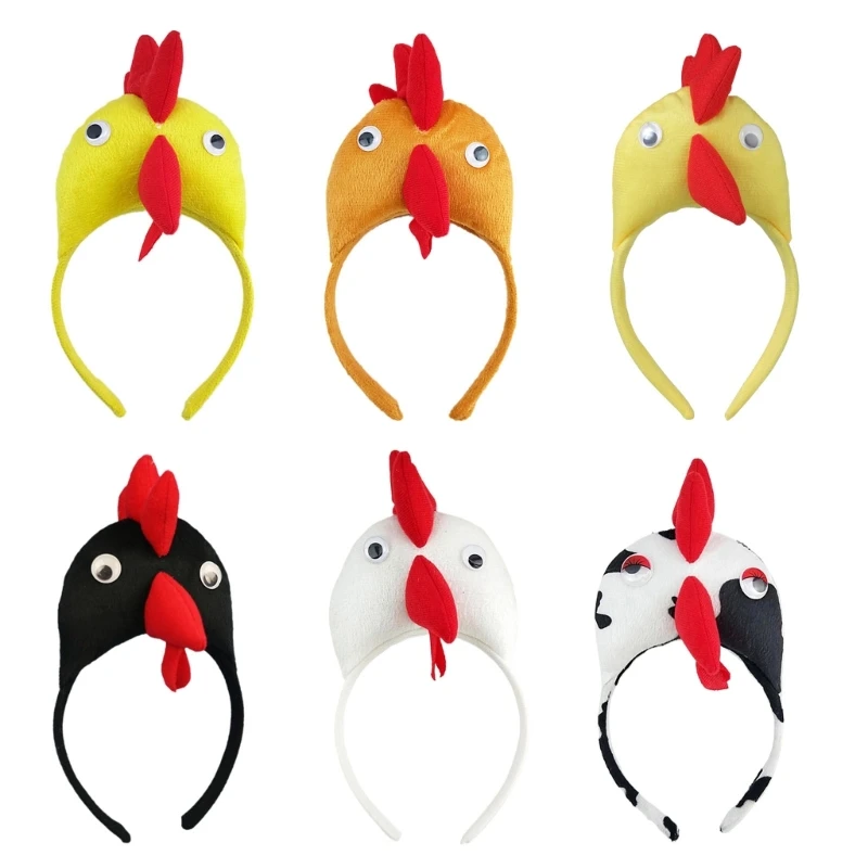 3D Chicken Shaped Headband Festival Cosplay Fat Rooster Costume Accessory Novelty Fun Party Headgear for Stage Performance Prop