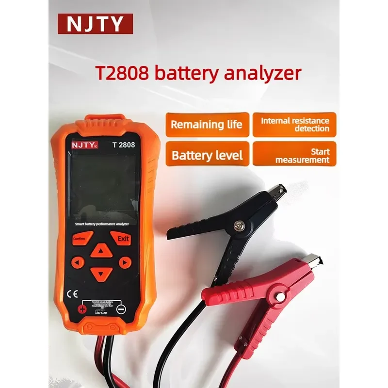 NJTY T2808 Battery Health Tester Internal Resistance SOH SOC Checker for 12V 24V Flooded GEL AGM EFB Start Stop Battery