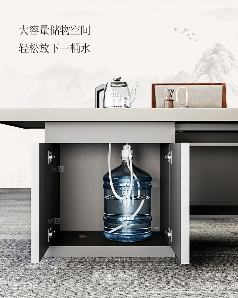 

ZK Office Chinese Style Tea Table Household Coffee Table Light Luxury Reception Kung Fu Tea Table and Chair Combination