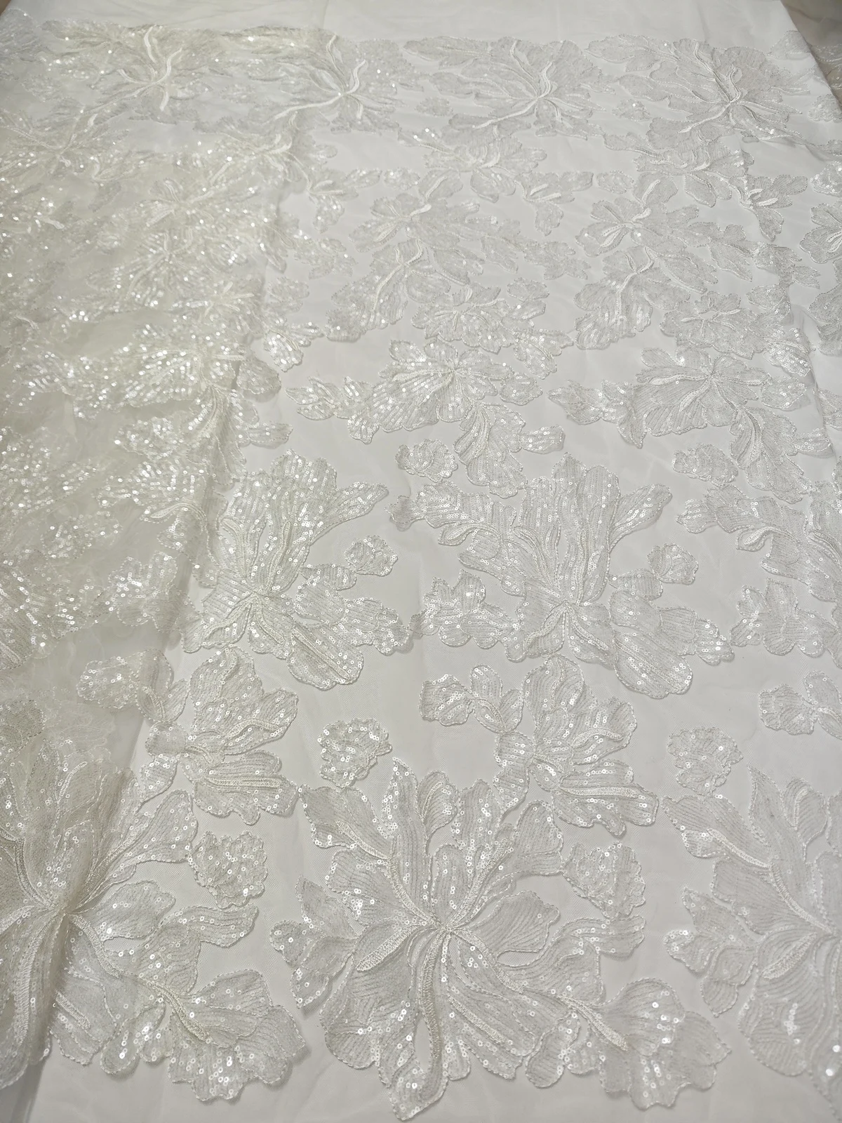 New Design White French Sequins Tulle Lace Fabric For Bride 2024 High Quality African Lace Fabric For Wedding Dress Sew LWH24101