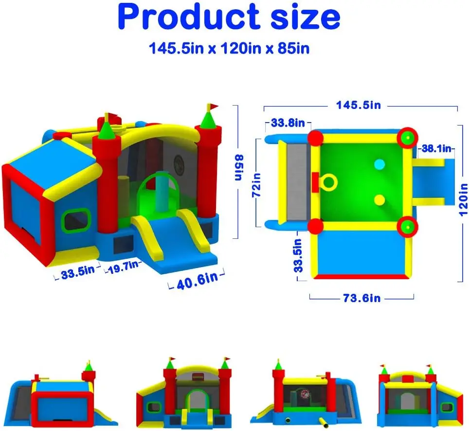 Jumping Castle Slide with Blower,Kids Bouncer with Ball Pit