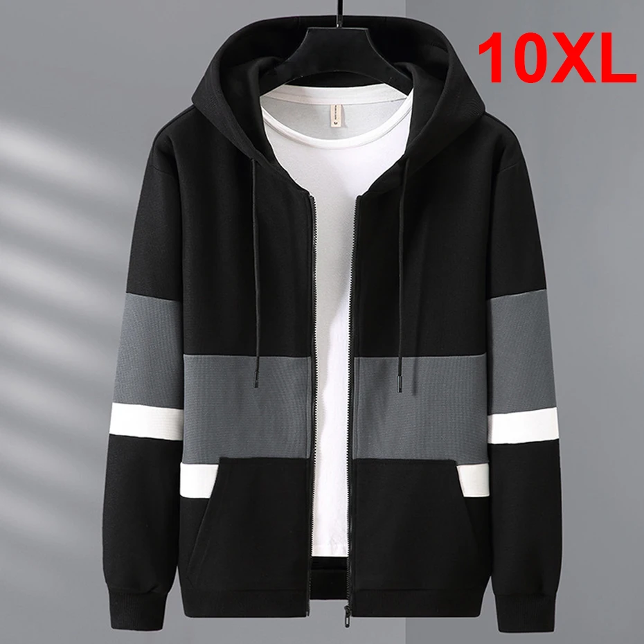 

Zip Up Hoodie Men Spring Autumn Zipper Hoodies Plus Size 10XL Fashion Patchwork Jackets Male