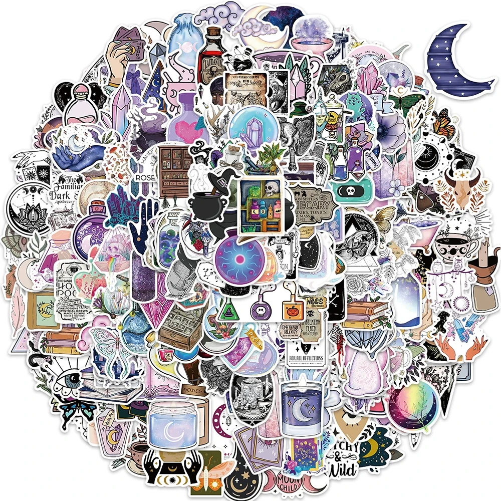 10/50/100/200/300pcs Cartoon Mgaic Witch Crystal Stickers Gothic Apothecary Decal DIY Suitcase Notebook Laptop Aesthetic Sticker