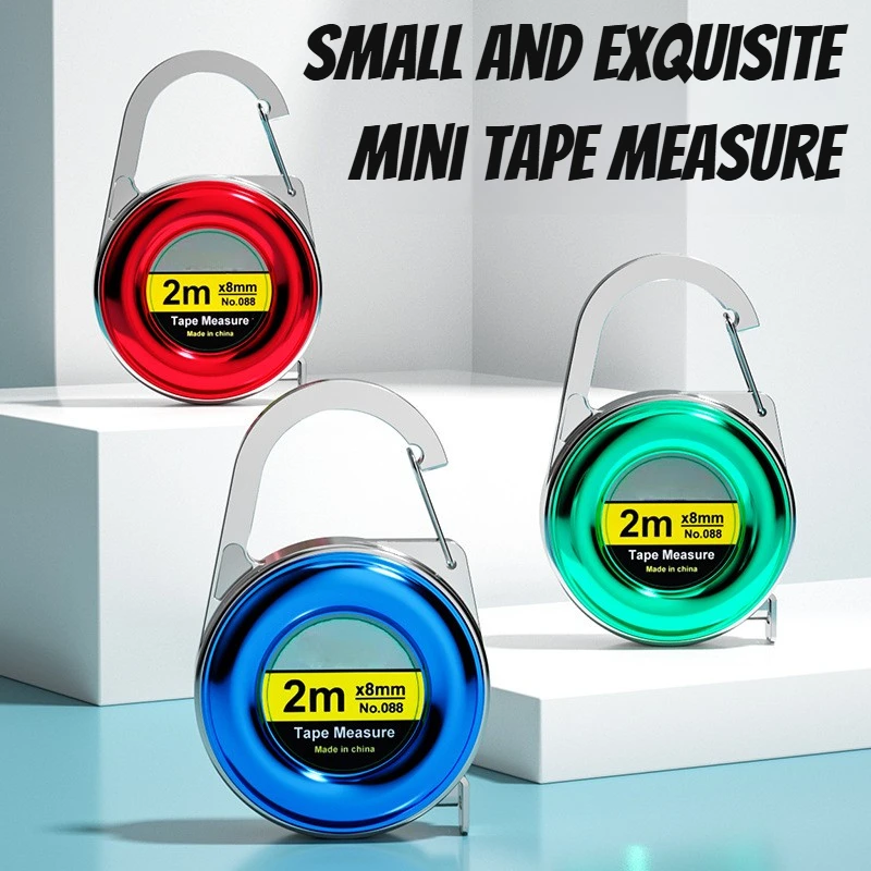 1PCS Portable Mini Keychain Tape Measure 2m Steel Tape Measure Delicate Small Steel Ruler Multipurpose Tape Measure Gift Ruler